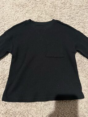 Cat & Jack Black Ribbed Thermal Long Sleeve Tee